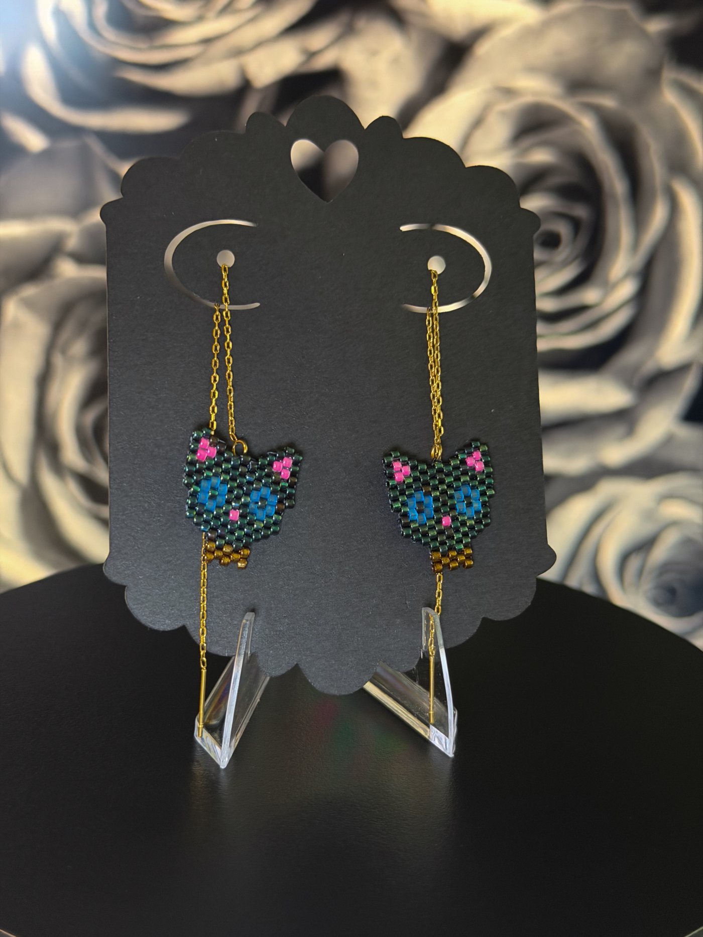 Dark Green Cat Earrings